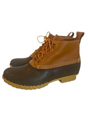 LL Bean Boots Mens 9 (fits 10) Classic Brown Leather 6” Waterproof Spring Duck